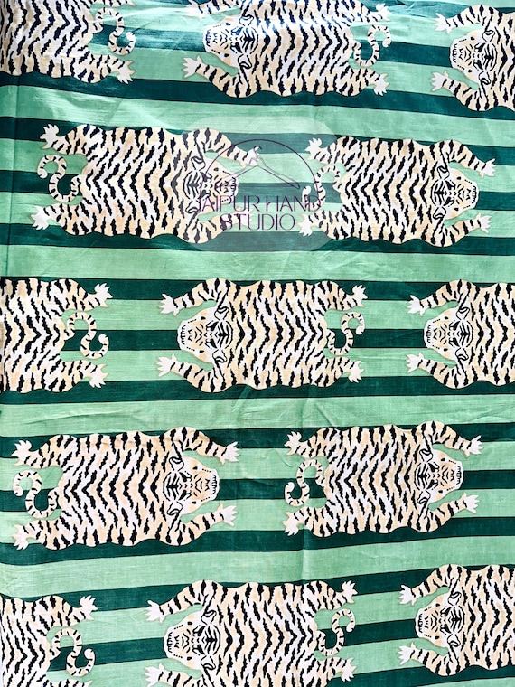 New Tiger striped Print Cotton Fabric, Tiger Print Fabric By The Yard, Indian Handmade Fabric, Kids Clothing, Women's Clothing