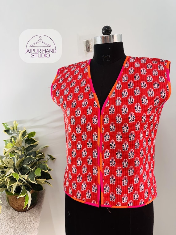 Indian quilted jacket for women's wear | handmade waist | soft cotton jacket | party wear jacket | wedding wear coat | Gift for Christmas.