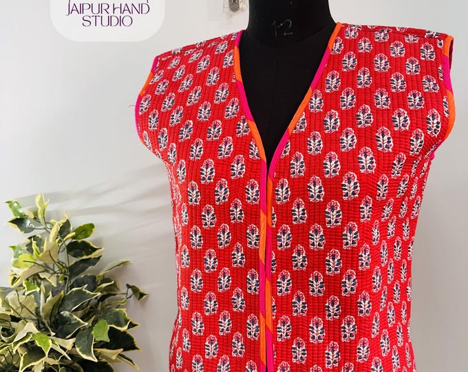 Indian quilted jacket for women's wear | handmade waist | soft cotton jacket | party wear jacket | wedding wear coat | Gift for Christmas.