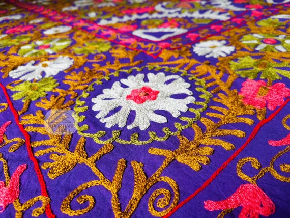 pure cotton suzani wall hanging throws | Handmade suzani bedspread | Suzani sofa and bedcovers | Bridesmaid suzani bedsheet | Gift for her.