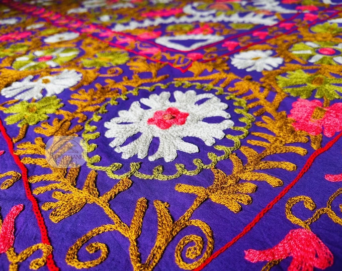 pure cotton suzani wall hanging throws | Handmade suzani bedspread | Suzani sofa and bedcovers | Bridesmaid suzani bedsheet | Gift for her.