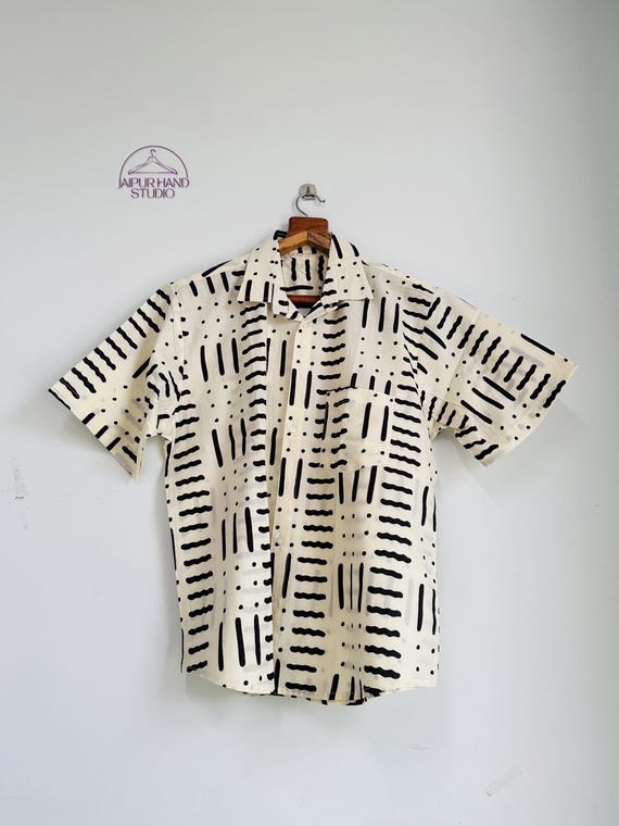 Ikat print women sleepwear shirts | Beige and black color beautiful shirt | Handmade half sleeve shirts | Bridesmaid shirt | Gift for her.