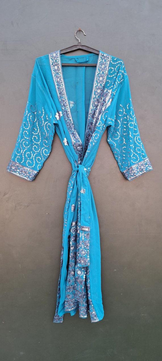 Indian Kimono Recycled Silk Sari Dressing Gowns Vintage Silk Silk Kimono, Women's clothing, Women's Wear, Designer Clothing, Gift For Her,,