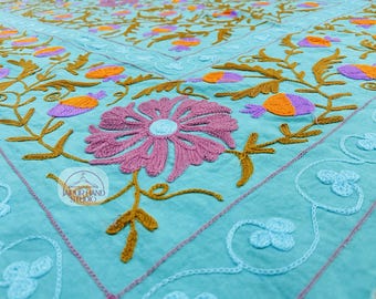 Unique color and design suzani sofa and bedcover | Suzani bedsheet | Handmade wall hanging throws | Bridesmaid suzani | Gift for her.