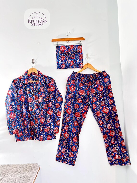 Cotton Pajamas and Shirt Indian Pj Set Women's Summer Dress Cotton Pj Set Floral Pj Block Print Night Suit Gifts For Her