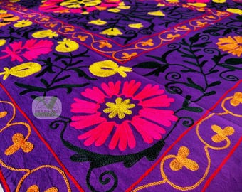 Handmade Uzbek Suzani Decorative Wall Hanging throws | Suzani bedspread | Suzani tapestry | Suzani home decor | Gift for Christmas.
