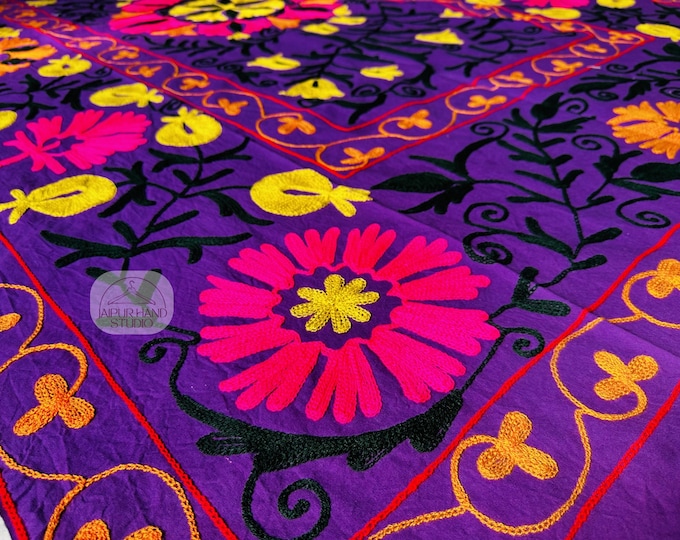 Handmade Uzbek Suzani Decorative Wall Hanging throws | Suzani bedspread | Suzani tapestry | Suzani home decor | Gift for Christmas.