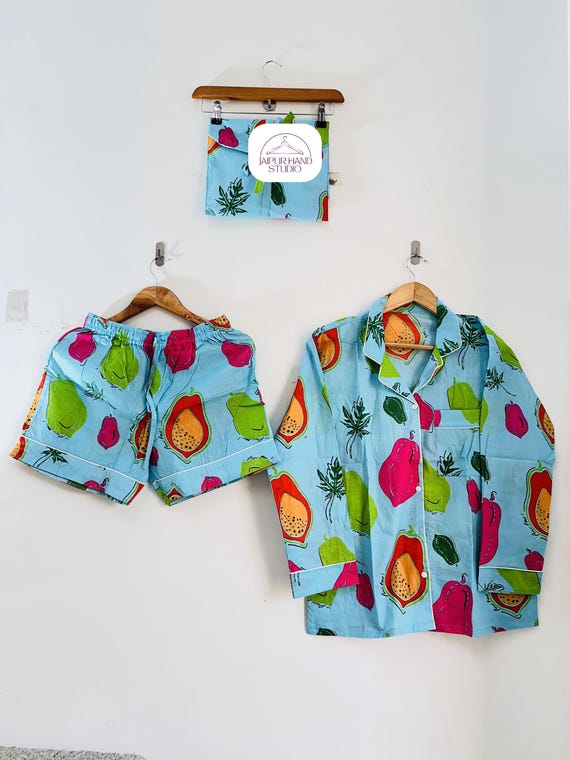 Very beautiful print shorts and shirt | women summer wear pajamas | Women wear night suit | Bridesmaid pajamas | Gift for Christmas.