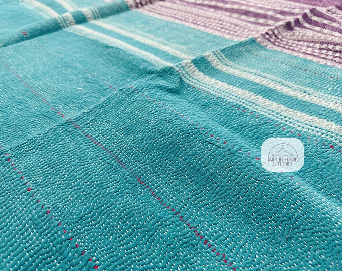 Handmade beautiful reversible blankets | Kantha bedcovers | Cotton kantha wall hanging throws | Kantha bedspreads | Gift for Christmas.