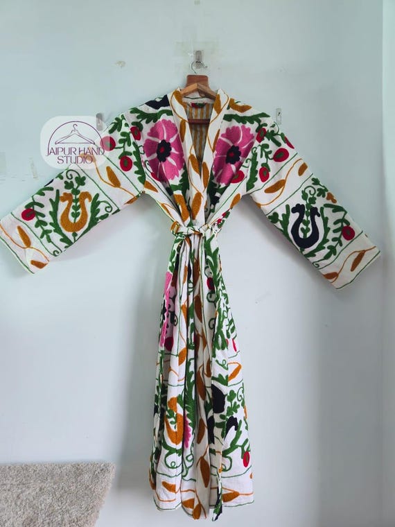 Long sleeve suzani made jackets | special occasion wear suzani kimono | Handmade Embroidery suzani robe | Bridesmaid robes | Gift for her.