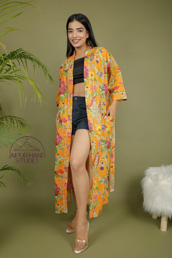 Luxuries block print cotton robe | Women night wear gown | Morning tea robe | Beach wear robes | Bridesmaid robes | Gift for Christmas.