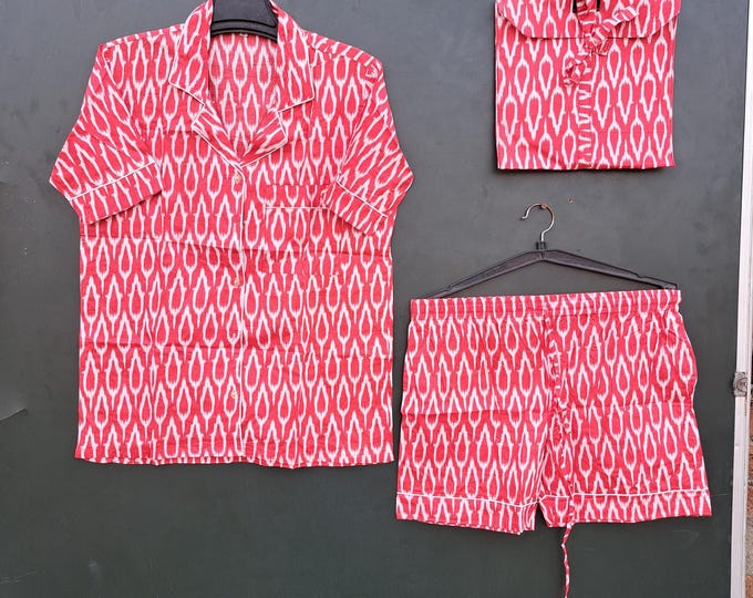 Indian made cotton fabric Pj sets | women's wear night suit | Luxury shirt and shorts | cotton night suit with cotton bag and OSM color Pj