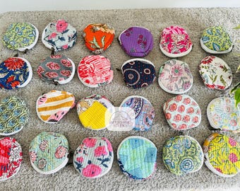 Indian made Mix lot Pouches | Handmade Quilt coin pouch | Small round chain pouch | Cosmetic and coin carry pouch | Gift for her.