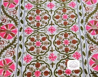 Uzbek suzani king size tapestry| Handmade Embroidery throws| Niddle work suzani bedcover | Suzani table cover| Suzani blanket | Gift for her