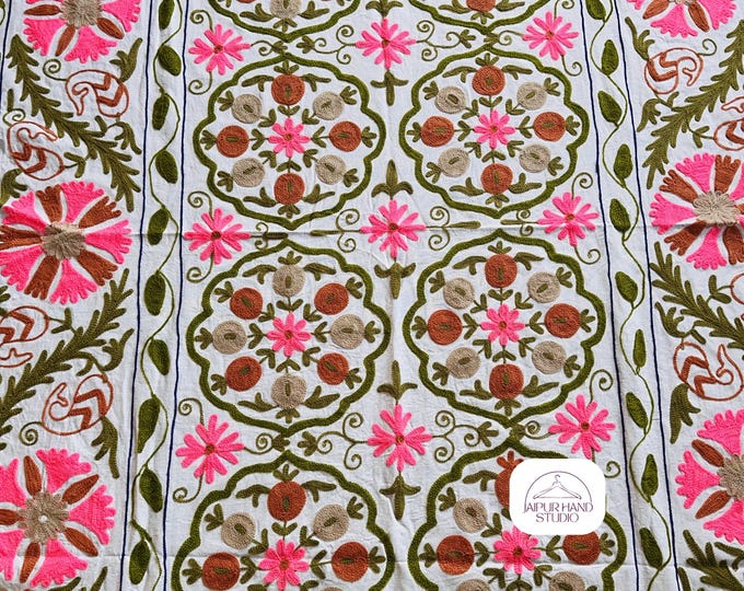 Uzbek suzani king size tapestry| Handmade Embroidery throws| Niddle work suzani bedcover | Suzani table cover| Suzani blanket | Gift for her