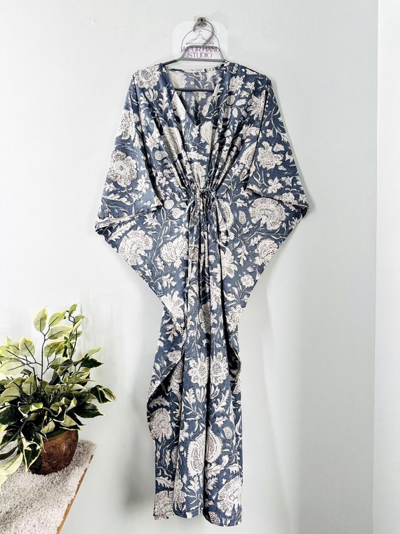 Cotton Kaftan, Indian Floral Kaftan, Long Caftan,Dress For to be Moms, Beach Cover up, Sleepwear, Indian Kaftan, Maxi Dress,Bikini Cover Up