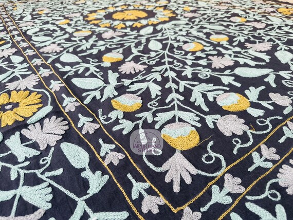 Floral Embroidery suzani bedspread | suzani wall hanging throws | suzani home decor | suzani table cover | suzani bedsheet | Gift for her.