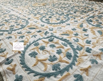 Uzbek suzani king size wall hanging throws | Handmade Embroidery bedsheet | suzani bedcovers | Bridesmaid suzani bedsheet | Gift for her.
