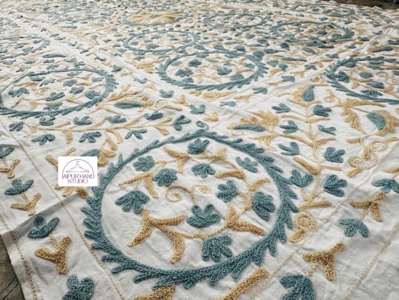 Uzbek suzani king size wall hanging throws | Handmade Embroidery bedsheet | suzani bedcovers | Bridesmaid suzani bedsheet | Gift for her.