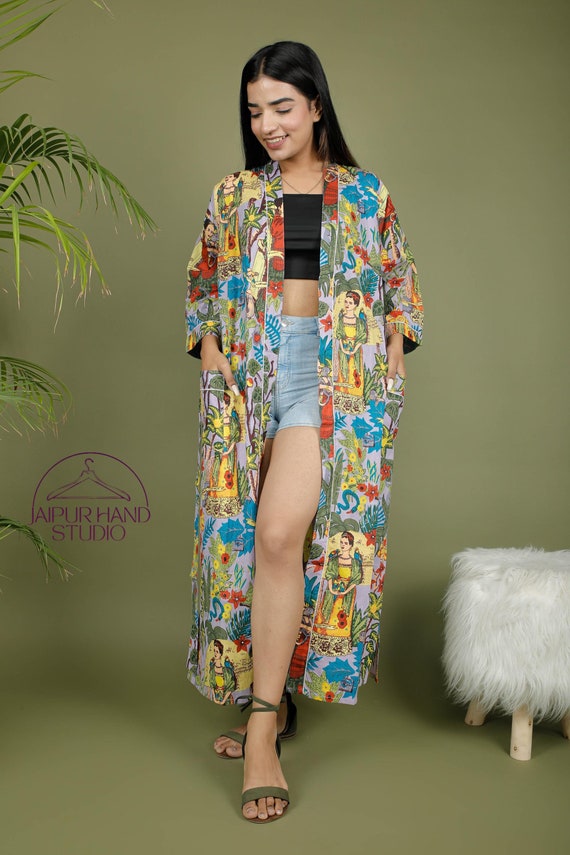 Beach wear cotton kimono | Beautiful block print gown | Women bridesmaid robes | Handmade bath robes | summer wear robe | Gift for Christmas