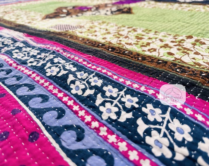 Super special vintage kantha quilt | Kantha reversible blanket | Recycled kantha throws | Handmade kantha bedspread | Gift for Christmas.