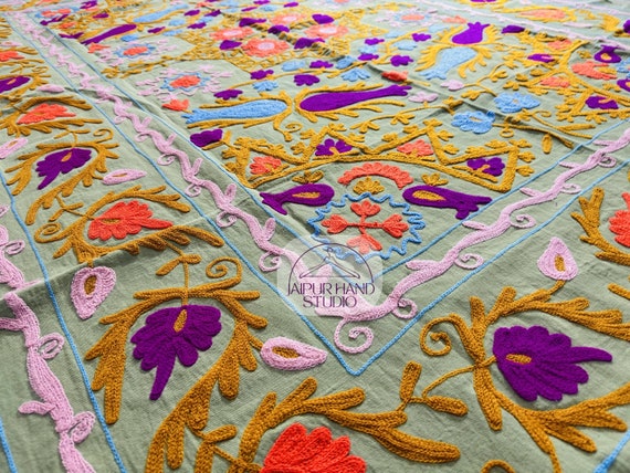Suzani bedspread | Handmade suzani throws | Wall hanging throws | home bed cover | suzani table throws | working table cover | Gift for her.