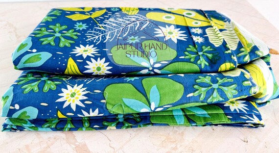Floral Print Block Print Fabric, Indian Fabric, Soft Cotton Fabric, Dressmaking Fabric, Sewing Fabric By The Yard