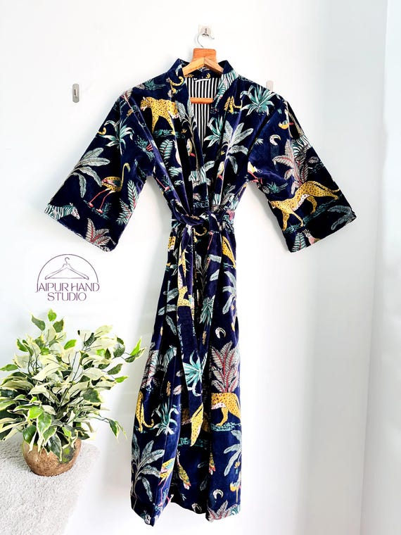 Mom's Gifts, Velvet Jacket, Kimono Robe, Reversible Jacket, Winter Wear Velvet Jacket Robes, Long Kimono Bathrobe, Velvet Jackets Coat.