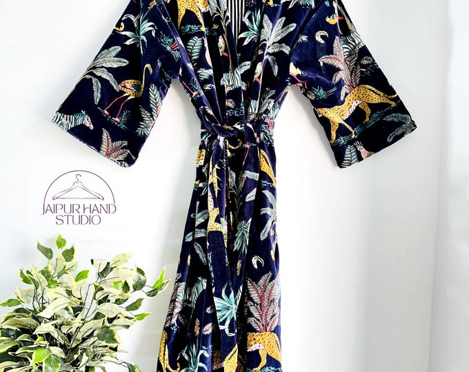 Mom's Gifts, Velvet Jacket, Kimono Robe, Reversible Jacket, Winter Wear Velvet Jacket Robes, Long Kimono Bathrobe, Velvet Jackets Coat.