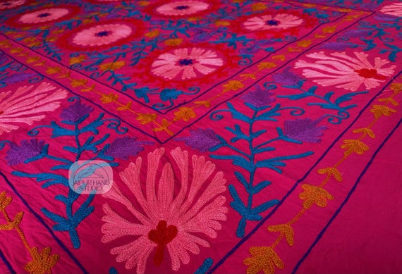 Suzani Wall hanging throws | Handmade Embroidery suzani bedspread | Suzani Queen size tapestry | Bridesmaid suzani | Gift for Christmas.