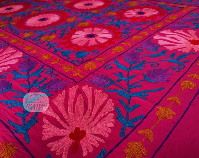 Suzani Wall hanging throws | Handmade Embroidery suzani bedspread | Suzani Queen size tapestry | Bridesmaid suzani | Gift for Christmas.