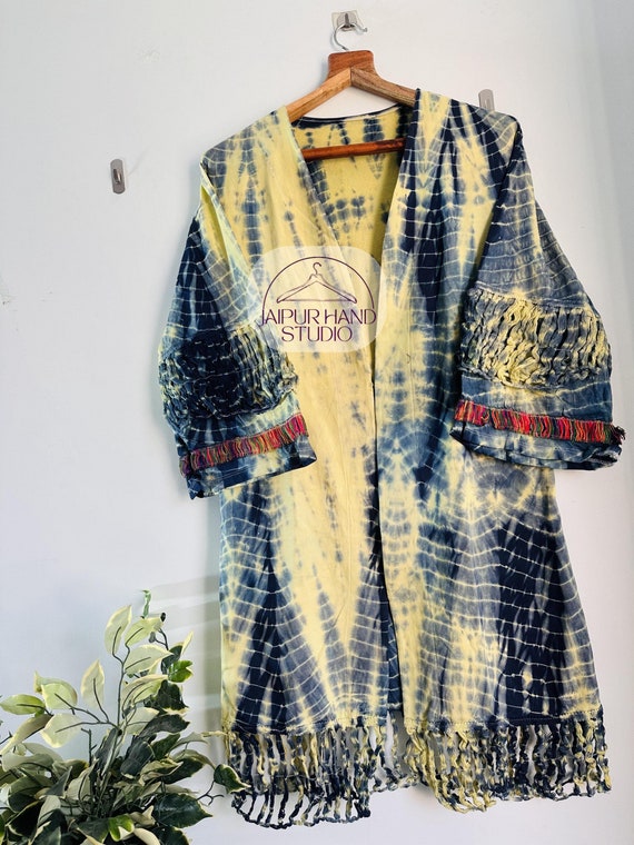 Tie die kimono robe | women wear dress | Handmade stitched dress | wedding wear dress | Party wear kimono | Bridesmaid robe | Gift for her.