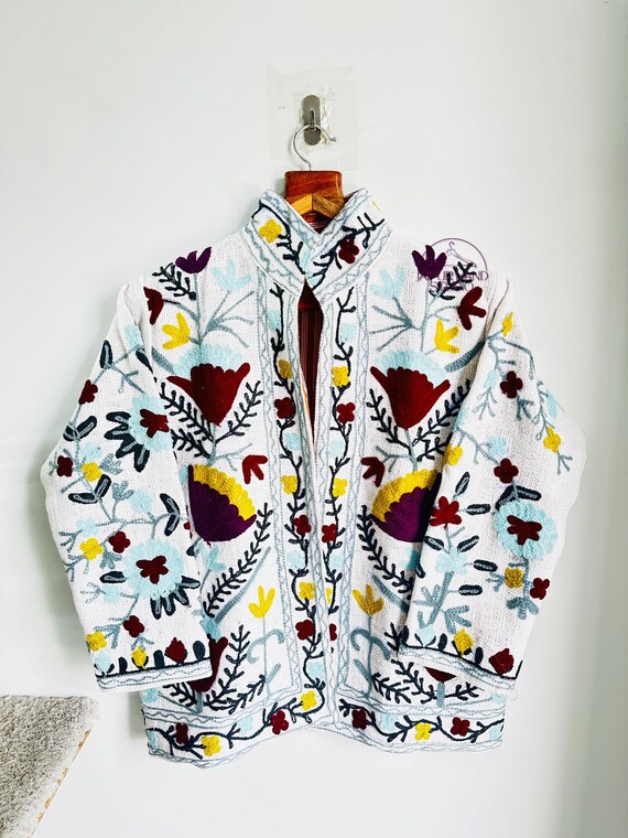100% pure cotton suzani jacket | Handmade Embroidery jacket | winter wear boho short coat | Bridesmaid jacket | Gift for Christmas.