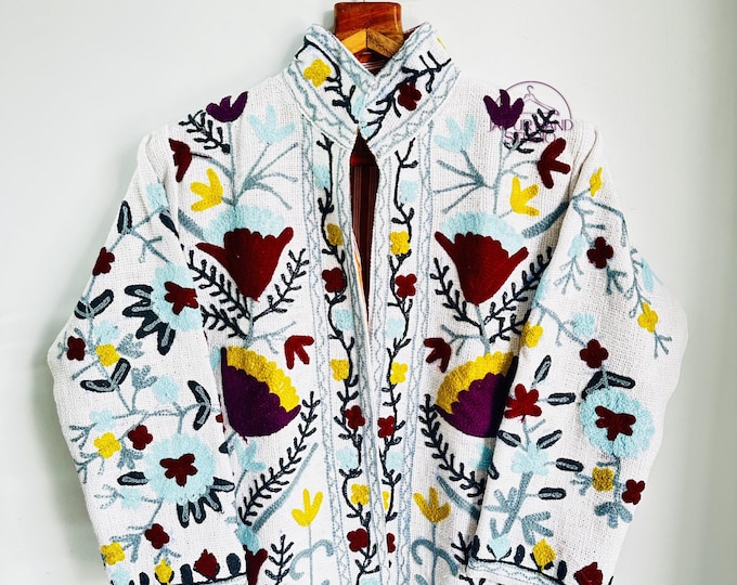 100% pure cotton suzani jacket | Handmade Embroidery jacket | winter wear boho short coat | Bridesmaid jacket | Gift for Christmas.