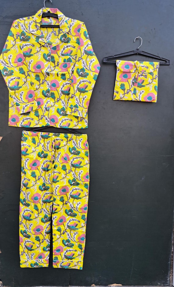 Summer cotton block printed Shorts Pajama set Pj Set, Women comfortable Nightwear,sleepwear Pj set,Bridesmaid pj set,Bridal party Pajama set