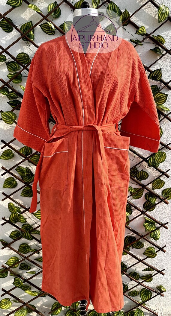 hand madeUnisex Waffle Linen Robe| Cotton Kimono Robe| Gift for her| Mother's Valentines Chritmas Wedding Bridesmaids Robes| Summer Bathrobe