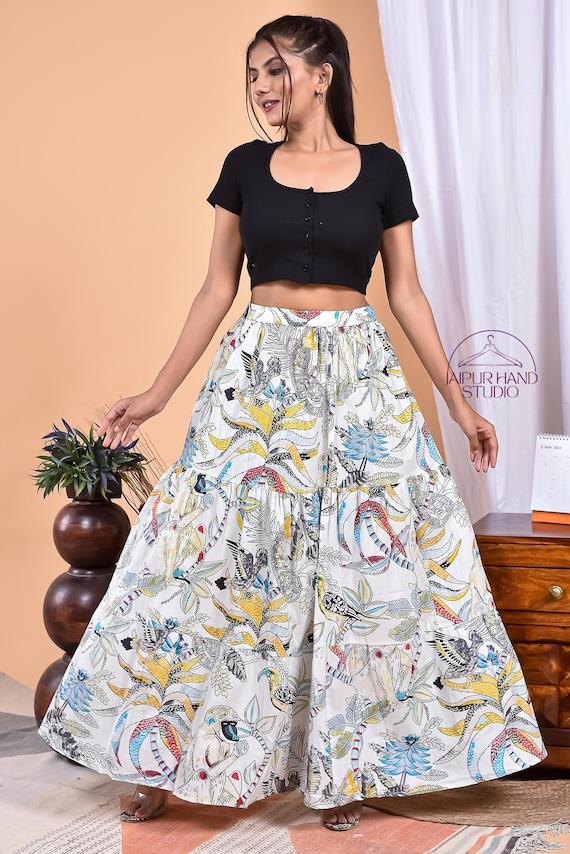 Floral print cotton maxi skirts | Women night wear long maxi | Handmade sari wrap skirt | Bridesmaid cotton skirts | Gift for Christmas.