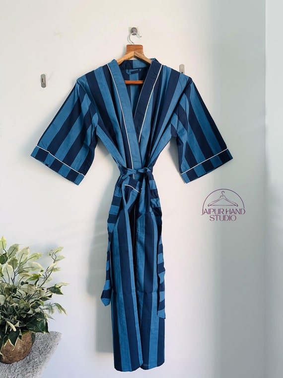 Hand block print cotton bath robes | Women wear printed robes | Long sleeve robes | Beautiful wedding wear robe | Gift for Christmas.