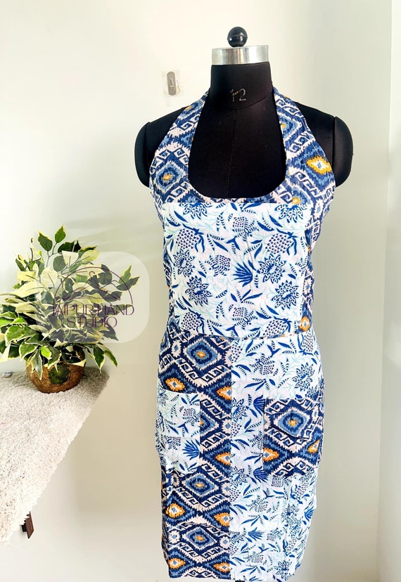 blue and white color new kantha apron, Assorted apron for women , wear in kitchen, best outfit of cooking, gift for Christmas, gift for mom.