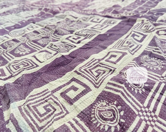 Old vintage kantha bedsheet | Patchwork made reversible blankets | Kantha wall hanging throws | Kantha bedspread | Gift for Christmas.