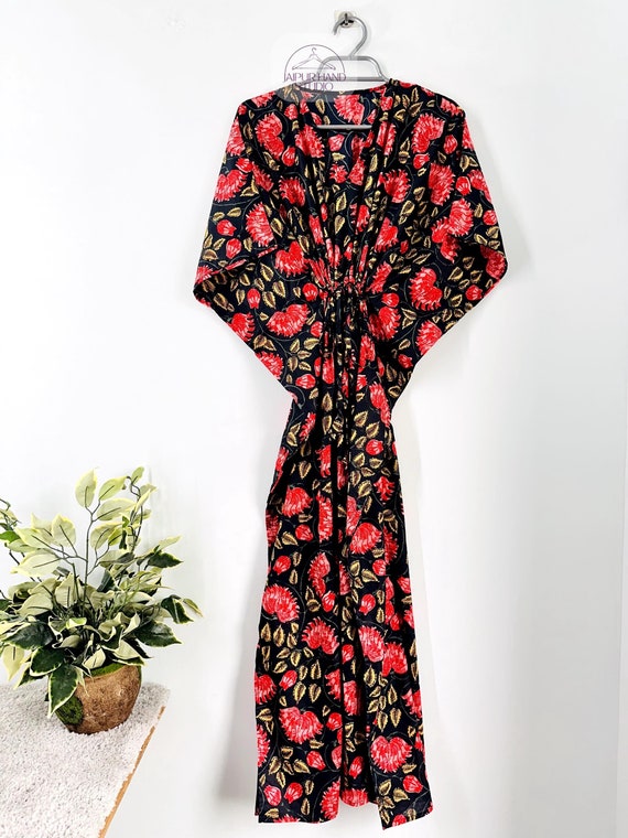Cotton Kaftan, Indian Floral Kaftan, Long Caftan,Dress For to be Moms, Beach Cover up, Sleepwear, Indian Kaftan, Maxi Dress,Bikini Cover Up