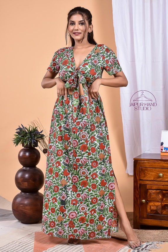 Indian handmade cotton dresses | Beautiful block print party wear gown | Wedding wear cotto midi dress | Bridesmaid dress | Gift for her.