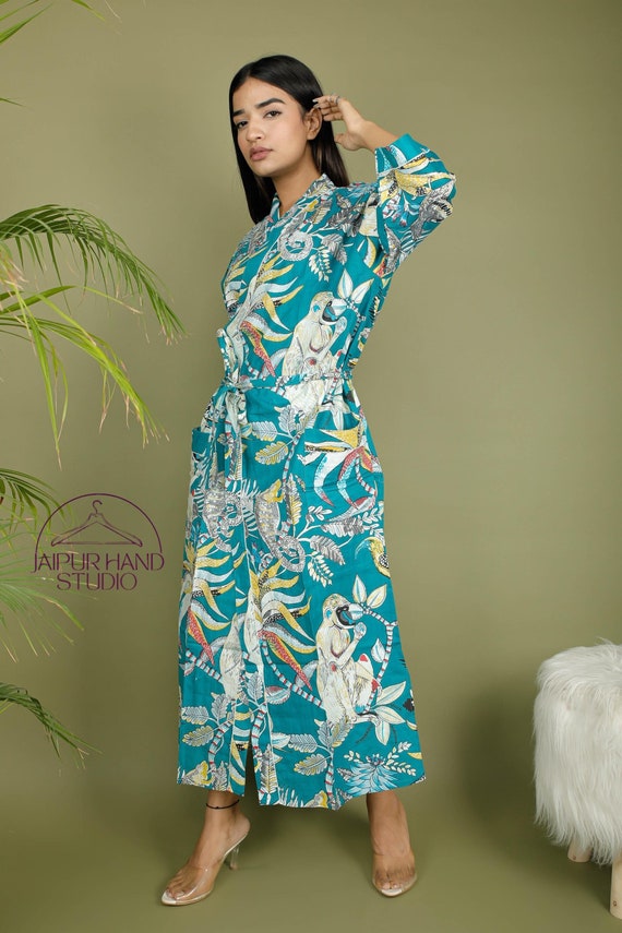 Hand block print cotton kimono | Women beach wear robes | wedding wear robes | Bridesmaid robes | Floral print robes | Gift for Christmas.