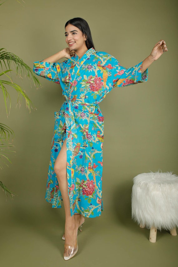 Morning tea wear beautiful robe | 100% pure cotton kimono | Long sleeve robes | Beach wear robes | Bridesmaid robes | Gift for Christmas.