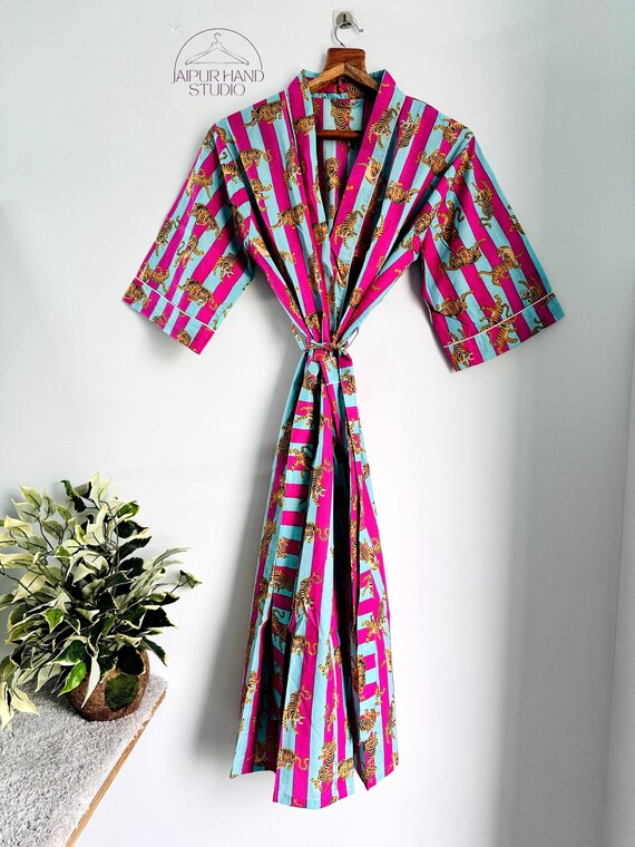 Cotton kimono robe, block print robes for women, Dressing gown, plus sized robes, Cotton Kimono, Beach Cover Up, Lounge Wear, Casual wear