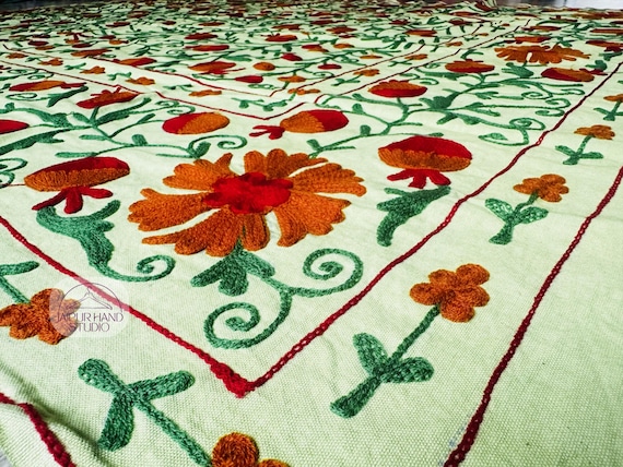 Handmade ball design Embroidery made throws | Suzani queen size tapestry | Suzani bedcovers | Bridesmaid suzani blankets | Gift for her.