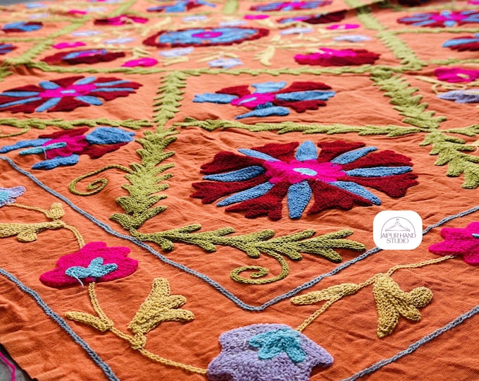 Niddle work Embroidery tapestry | Suzani wall hanging throws | Suzani bedspread | Suzani bedsheet | Suzani bedcover | Gift for Christmas.
