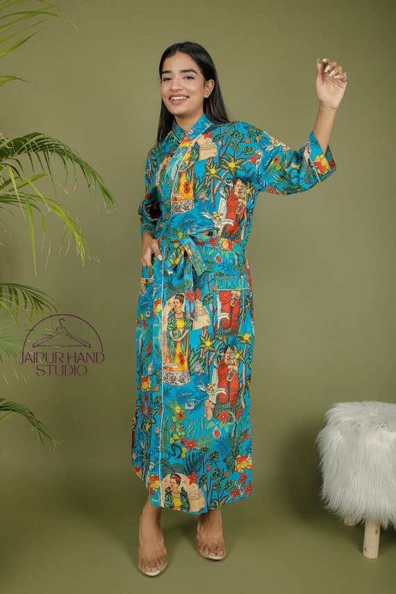 Printed cotton bath robes | Handmade women wear kimono | Summer wear robes | Beach wear kimono | Bridesmaid kimono robe | Gift for Christmas