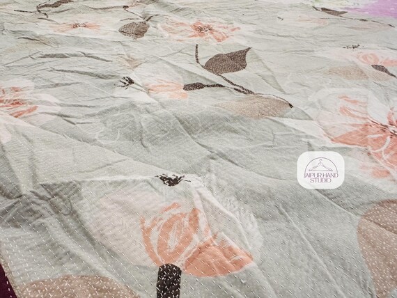 Indian Kantha Quilt | Vintage hand stitching Kantha Throws | Handmade reversible Blanket | kantha Bedspread | Gift for Christmas.