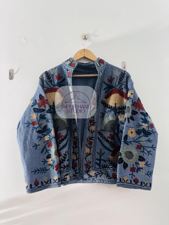 Indian Cotton New Suzani coat Embroidery Jacket | Winter Warmed Coat | Women's winter Coat | Cotton Reversible Jacket | Gift for Christmas.